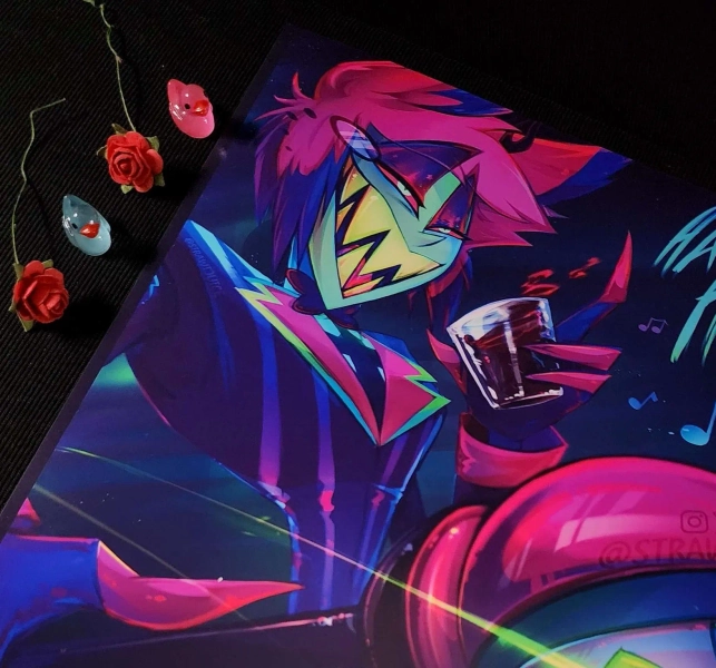 Hazbin Hotel Tipsy Neon Alastor FanArt Print ll Alastor The Radio Demon