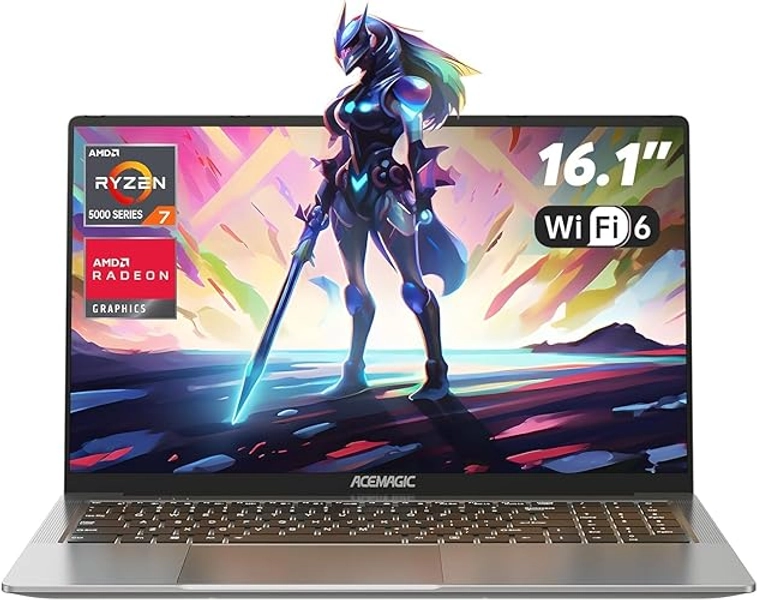 ACEMAGIC 2024 Gaming Ordinateur Portable 16Go RAM DDR4,512Go M.2 SSD Boîtier en Métal et AMD Ryzen 7 5825U(8C/16T,4,30 GHz) PC Portables Gaming,16,1 Pouces FHD,Rétroéclairage,WiFi 6,BT5.2,HDMI,Type C