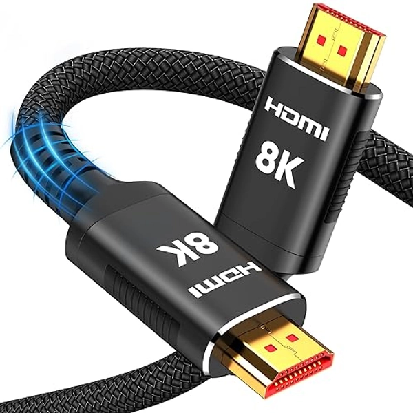 Snowkids 8K HDMI Cable 6.6 ft, 48Gbps Ultra High-Speed HDMI 2.1 Cables Cord, 10K 8K@60Hz, 4K@120Hz Compatible for TV/Laptop/Monitor/PS5/Xbox/Projector/Entertainment, Sound System & More