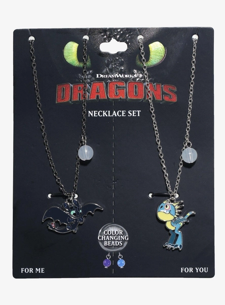 How To Train Your Dragon Chibi Toothless & Stormfly Best Friend Necklace Set