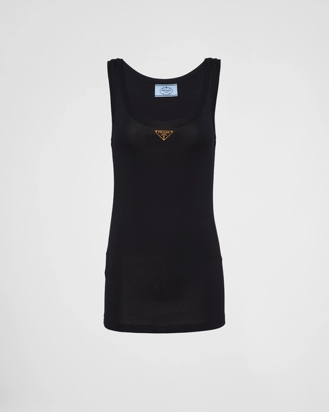 Ribbed knit jersey tank top