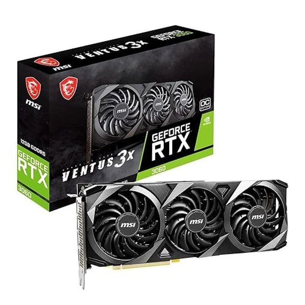 MSI GeForce RTX 3060 VENTUS 3X 12G OC Gaming Graphics Card - 12GB GDDR6, 1807 MHz, PCI Express Gen 4, 192 Bit, 3x DP v 1.4a, HDMI 2.1 (Supports 4K)