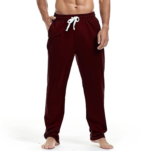 Mens Cotton Sweatpants - Wine Small