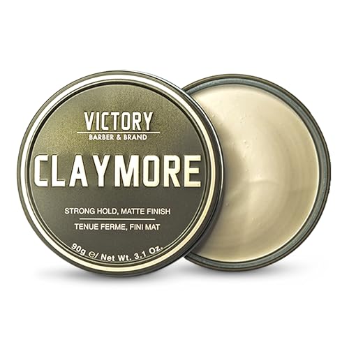 Claymore Men’s Hair Clay by Victory Barber & Brand | Men’s Hair Products from a Canadian Brand | Strong Hold Clay with a Matte Clay Finish | Clay Pomade Matte Clay Hair Product for the Rough and the Ready - Strong Hold Low Shine (Claymore)