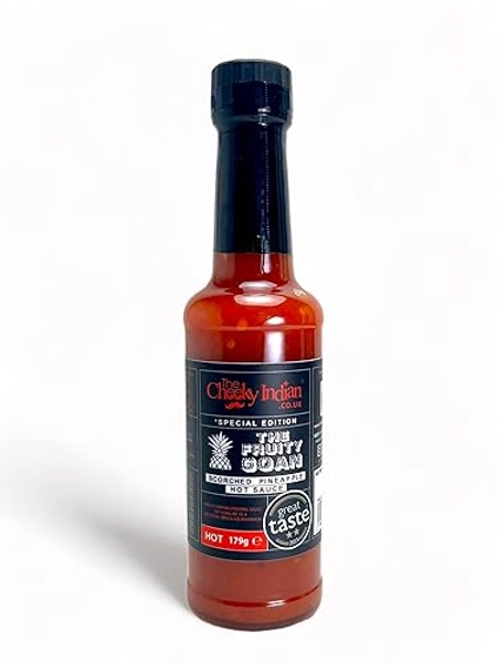 THE CHEEKY INDIAN - The Fruity Goan Hot Sauce 179g, Scorched & Caramelised Pineapple with Scotch Bonnet, Dipping Sauce & Sticky BBQ Marinade, Made in UK, Vegetarian, Dairy & Gluten-Free