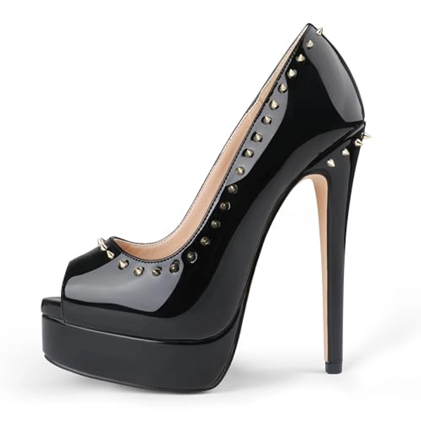 MERUMOTE Women's Platform Stiletto Heels Shoes Peep Toe Pumps 6 inch Heels for Dress Wedding Party