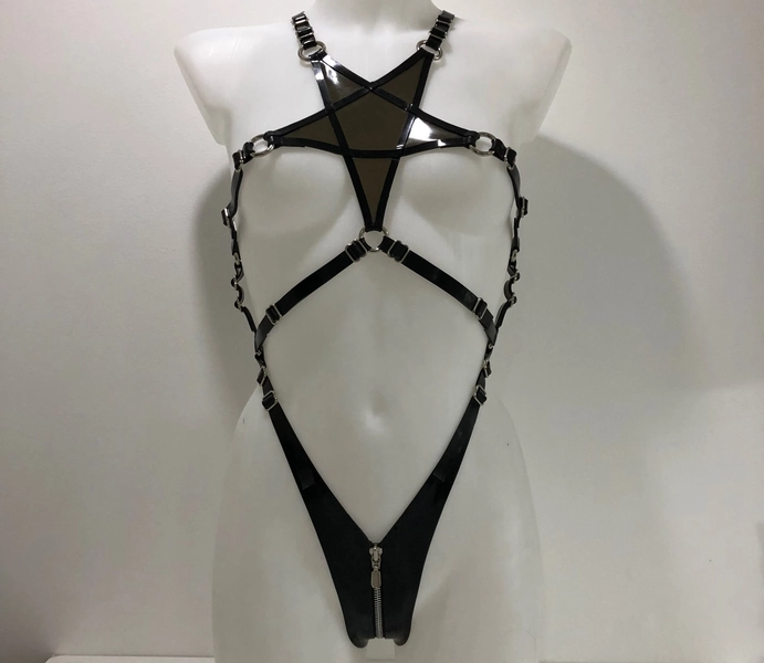 Black Latex Pentagram Harness #3