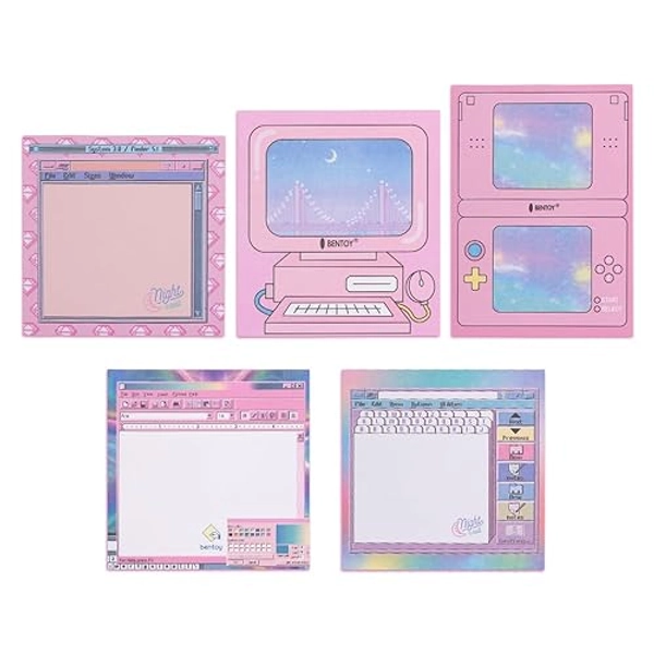 KOOBOOK Kawaii Planner Notebook Cute Memo Pads with Computer Game Shape Design Kawaii Office Supplies,5 Styles,50 Sheets/Pad