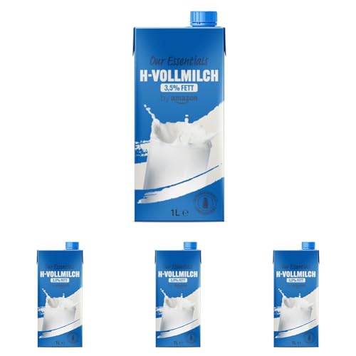 by Amazon H-Vollmilch 3,5% Fett, 1L (Packung mit 4) - Pack of 4
