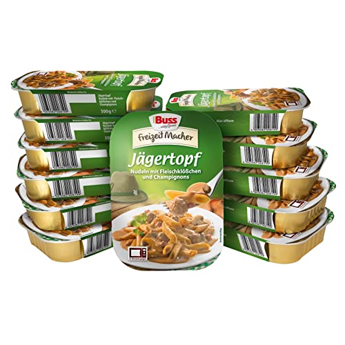 Buss Freizeitmacher - Deftiger Jägertopf mit Nudeln, Fleischklößchen und Champignons - 12 x 300 g - Jägertopf