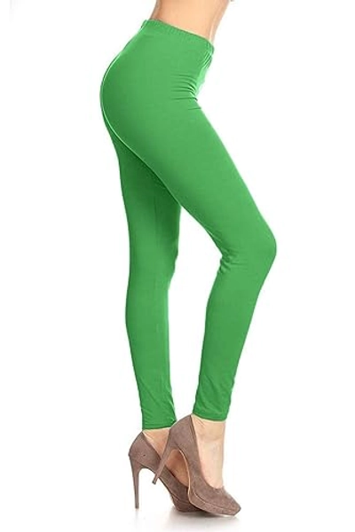 Leggings Depot Women's High Waist Leggings Soft 1” Waistband Solid Leggings Pants - Regular, Plus, 1X3X, 3X5X