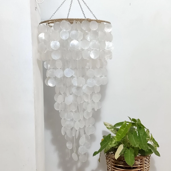 Custom Capiz Shell chandelier, Lamp shade, lighting pendant, boho decoration, costal decor