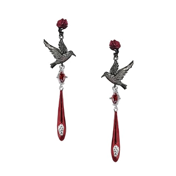 MASW original design Hip Hop style Gothic Crow earrings Red Pendant earrings 925 Silver needle earrings women's gift M3499