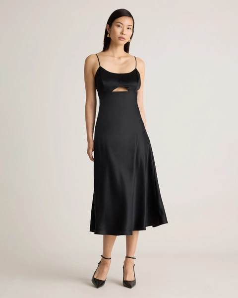 100% Washable Silk Cutout Midi Slip Dress