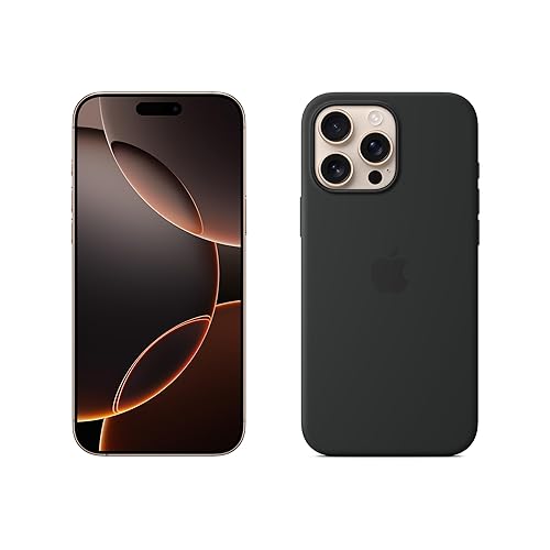 Apple iPhone 16 Pro Max 512 GB - Titanio sabbia + Custodia MagSafe in silicone - Nero - Titanio sabbia - 512 GB - +Custodia nera