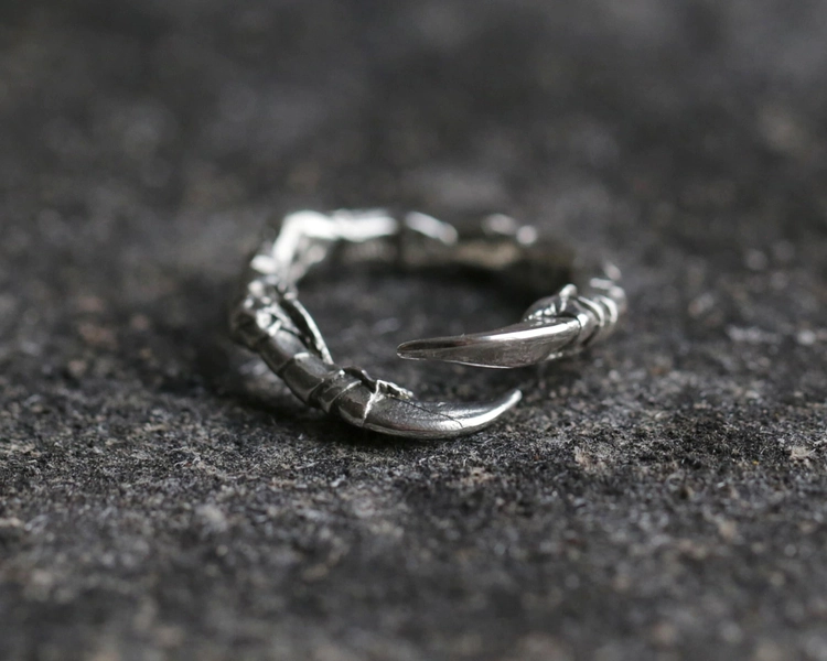 sterling silver bird talon ring