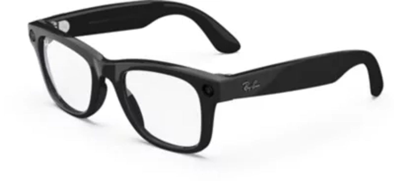 Lunettes connectées META Ray-Ban Wayfarer, Noir Brillant, Transparent