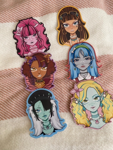 Monster Gyaru Girls Stickers Fashionable Doll Line 2000s Nostalgia Kawaii Decora Frankenstein Dracula Zombie Werewolf Mummy Glossy - Etsy UK