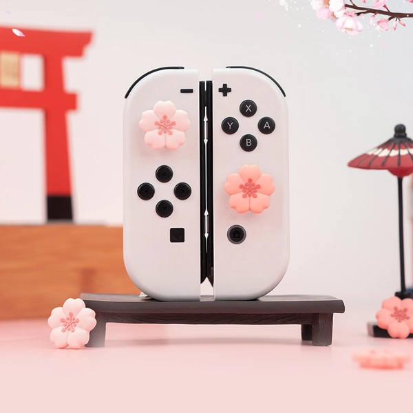Cherry Blossom Thumb Grips Caps Kawaii Sakura Flowers Switch OLED Analog Caps