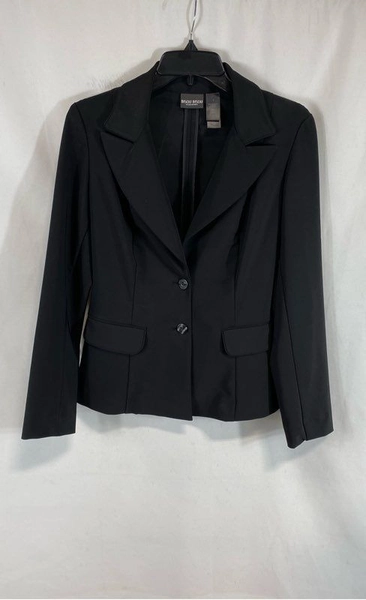 Bisou Bisou Womens Black Single-Breaste<wbr/>d Blazer &amp; Pants 2-Piece Suit Size 4