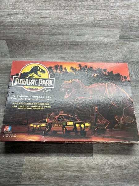VINTAGE Jurassic Park Board Game COMPLETE Milton Bradley 1992 Large Board Dinosaurs