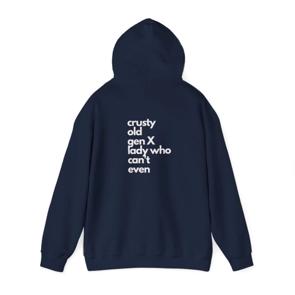 Crusty Old Gen X Lady Who Can't Even Unisex Heavy Blend™ Hooded Sweatshirt Sizes S-5XL | L / Navy