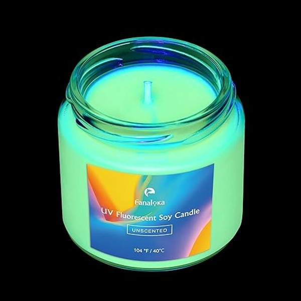 UV Fluorescent Soy Wax Low Temperature Candles, Low Heat Wax Play Candles for Night Party, Candles for Couple Lovers Gifts Game, Unscented, 104 °F, 5 oz (Yellow)
