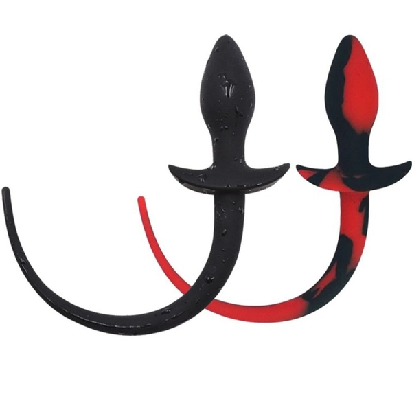 Silikonowy korek analny g-spot psi ogon w dwóch kolorach