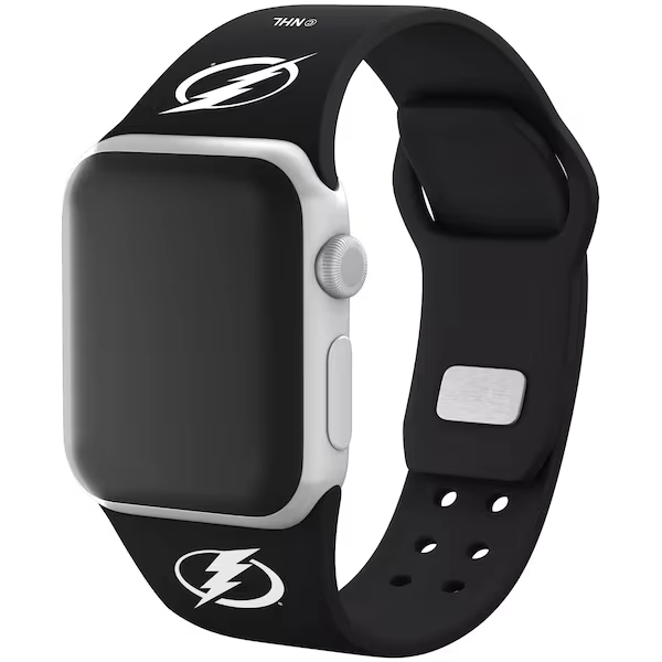 Tampa Bay Lightning Black Silicone Apple Watch Band