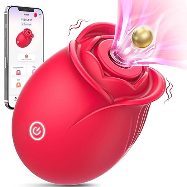 Gasevimo Rose Sex Toy Adult Toys - APP Control Vibrator Sex Toys Adult Toy with 9 Sucking & 9 Vibrating Modes for Women Sex Toys, Rose Sucker G Spot Vibrators Sex Games Stimulator for Woman Couples