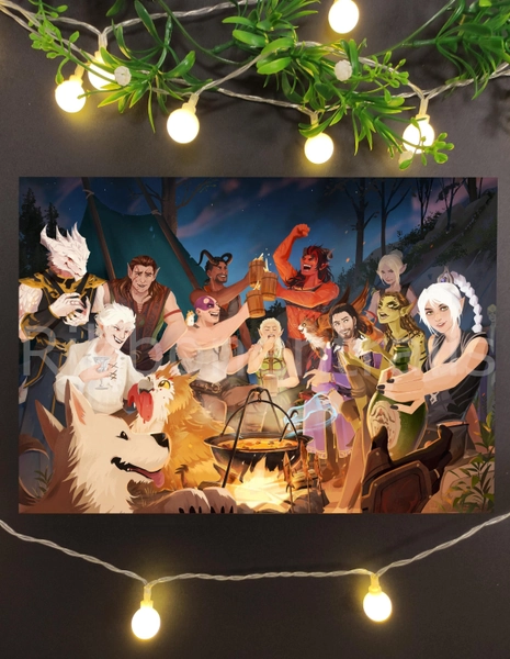 Campfire Party - BG3 Baldurs Gate 3 Print -