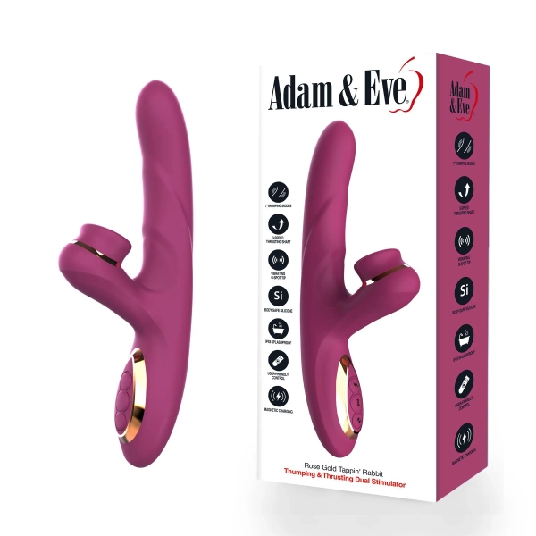 Rose Gold Tappin' Thumping and Thrusting Dual Stimulating Rabbit - Vibrators | Adam & Eve