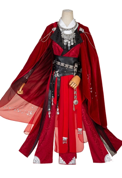 Tian Guan Ci Fu Heaven Official&#039;s Blessing Desparate Ghost King Hua Cheng Nether Song Crossing Collar Hanfu Chinese Traditional Cosplay Costume Full Set with Armguard Groups and Neck Accessory