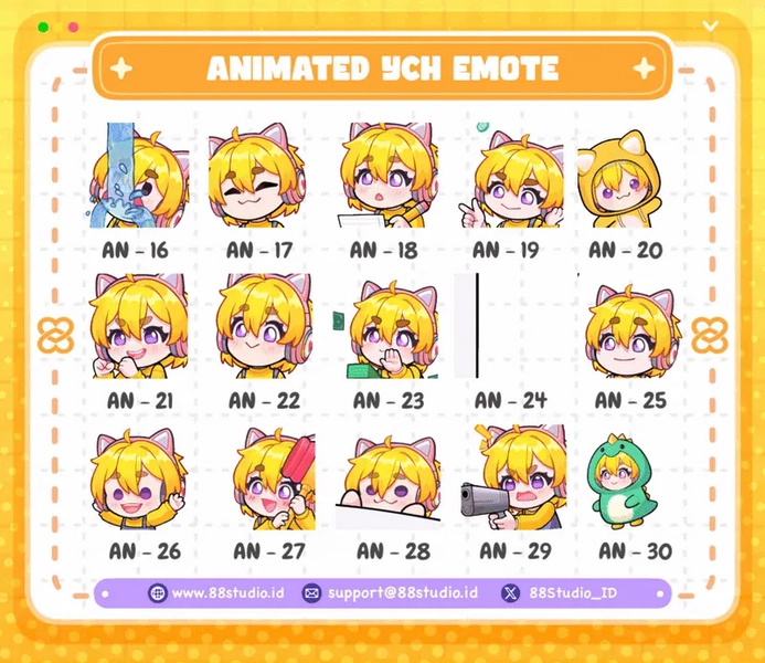 YCH 6 ANIMATED Emotes (@EightyEightDesign)