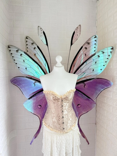 Iridescent Fairy Wings “Moonshade Bloom” | Handmade Pastel Wings for Cosplay & Fantasy Events