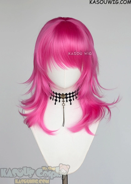M-3 KA035 Deep Pink 52cm long layered choppy wig