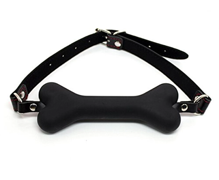 Silicone Bone Gag BDSM Adult Sex Toy Dog Slave Play Game Toy (Black)