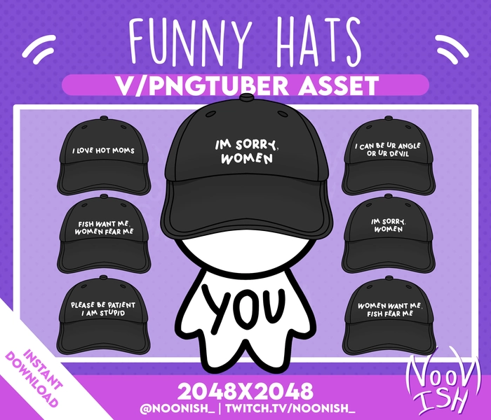 Vtuber PNG Tuber-Asset LUSTIGE HÜTE - mehrere Variationen | Veadotube | Zwietracht | Twitch Channel Punkte