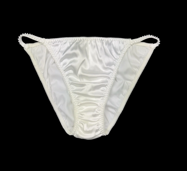 Satin String Bikini Panty Pearl White
