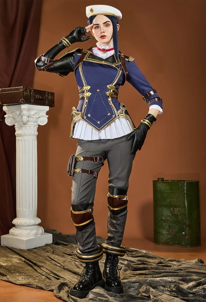 Premium Edition High Quality Arcane LOL Caitlyn Cosplay Costume Jacket and Pants with Shirt Hat