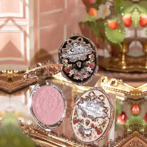 Luxury Glittering Strawberry Blush Compact for Your Vanity