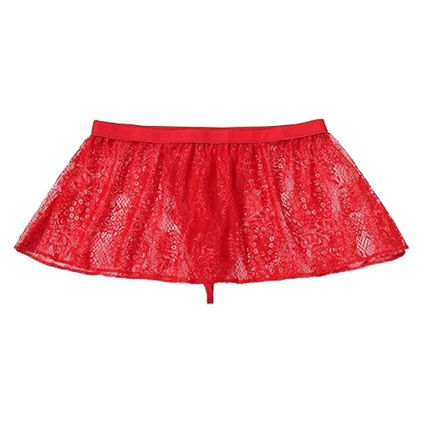 ABAFIP Men's Sissy Skirt Floral Skirted Sissy Panties Crossdress Underpants Low Waist Bikini Briefs Underwear