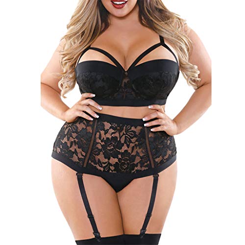 AMhomely Sexy Underwear Female Naughty Erotic Outfits Plus Size Ladies Lingerie Two Piece Sleepwear Underwear Costumes Slutty Nightwear Sets Women UK Valentines Sale Clearance - XXL - 95 Black