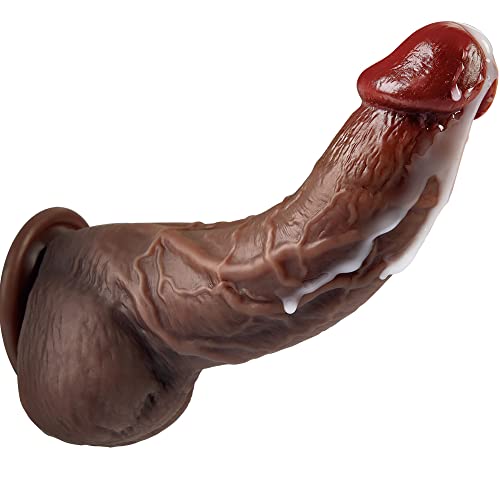 Lubisey 2.36'' Diameter Huge Thick Dildo for G-spot Stimulation Orgasm, Curved Shaft Big Black Dildos with Powerful Suction Cup, Silicone Realistic Dildo Vagina Anal Sex Toys for Women and Men 7.87'' - Black