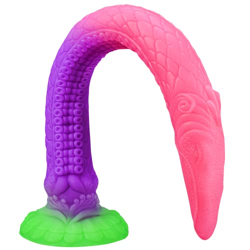17.7in Long Tentacle Dildo Anal Plug Anal Sex Toys, Luminous Monster Dildo Fantasy Dragon Dildo Strong Suction Cup Dildos Liquid Silicone Butt Plug Adult Sex Toy for Women & Men - Pink-Purple