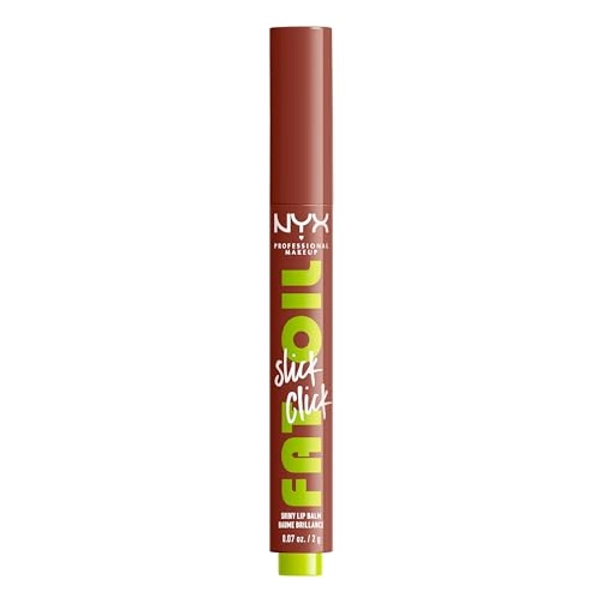 NYX Professional Makeup Baume à Lèvres Teinté Brillant, Aux Huiles Hydratantes, Hydratation Longue Durée, Formule Légère, Vegan, Fat Oil Slick Click, Teinte : Link In My Bio