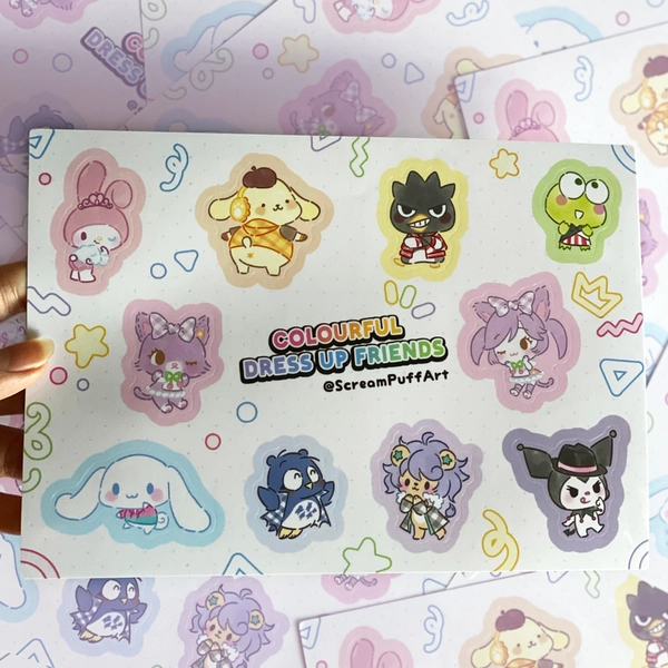 Colourful Friends Sticker Sheet by ScreamPuffArt - in.cube8r