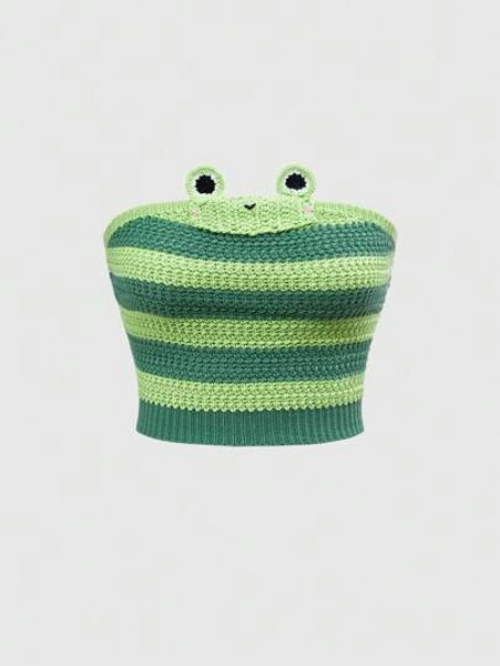  Kawaii Summer Frog Knitted Top