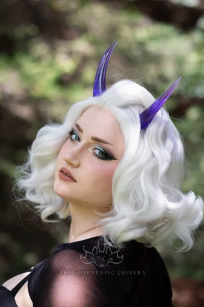 Transparent Purple Resin Cast Oni Horns - Demon / Devil / Dragon / Monster Horns for Costumes, Cosplay, Halloween, Ren Faire