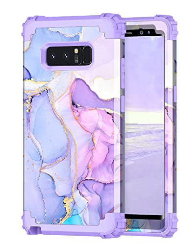 Hekodonk for Samsung Galaxy Note 8 Case,Heavy Duty Shockproof Protection Hard Plastic+Silicone Rubber Hybrid Protective Case for Samsung Galaxy Note 8 Purple Marble - Purple Marble